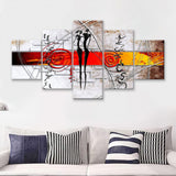 African Couple 5 Piece Canvas Prints Wall Art - Painting Prints, Wall Decor,Multi Panel