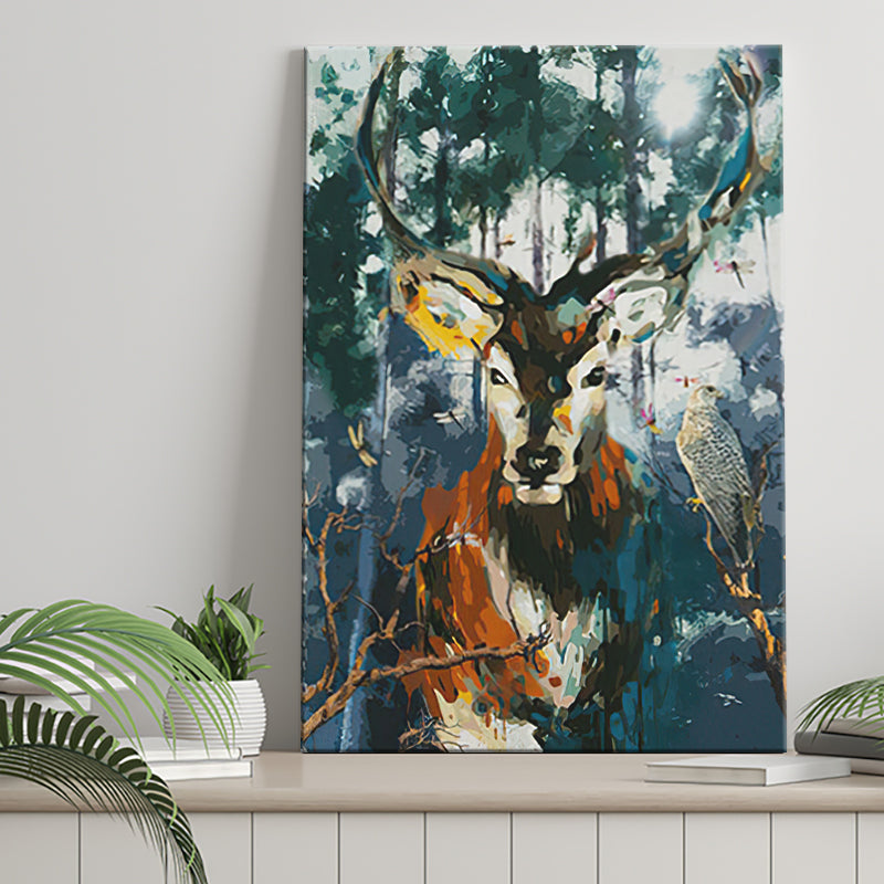 African Deer in Colorful Abstract Canvas Prints Wall Art - Painting Canvas, African Art, Home Wall Decor, Painting Prints, For Sale