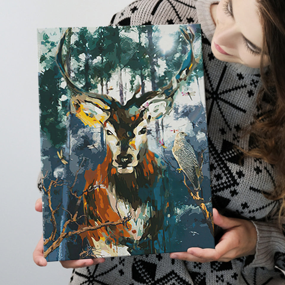 African Deer in Colorful Abstract Canvas Prints Wall Art - Painting Canvas, African Art, Home Wall Decor, Painting Prints, For Sale
