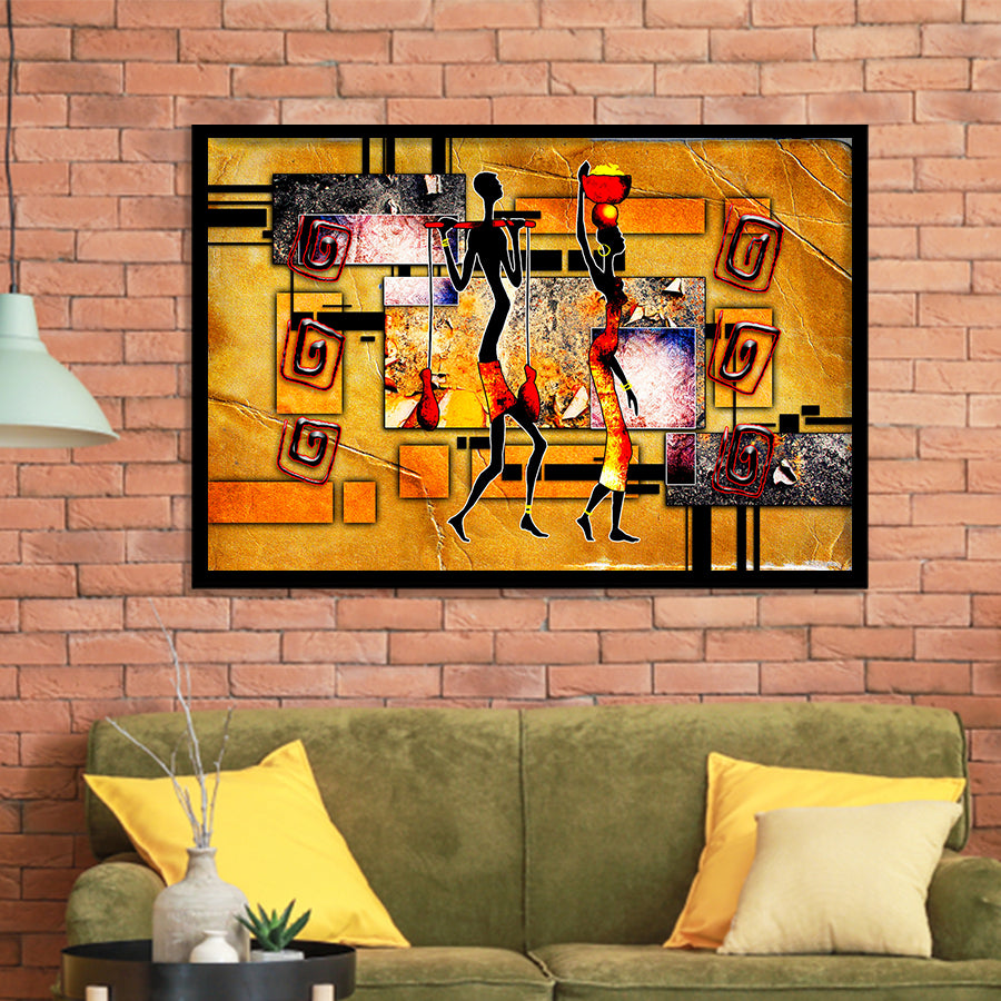 African Ethnic Canvas African Framed Art Prints Wall Decor - Painting Art,Framed Picture,For Sale, Ready to hang