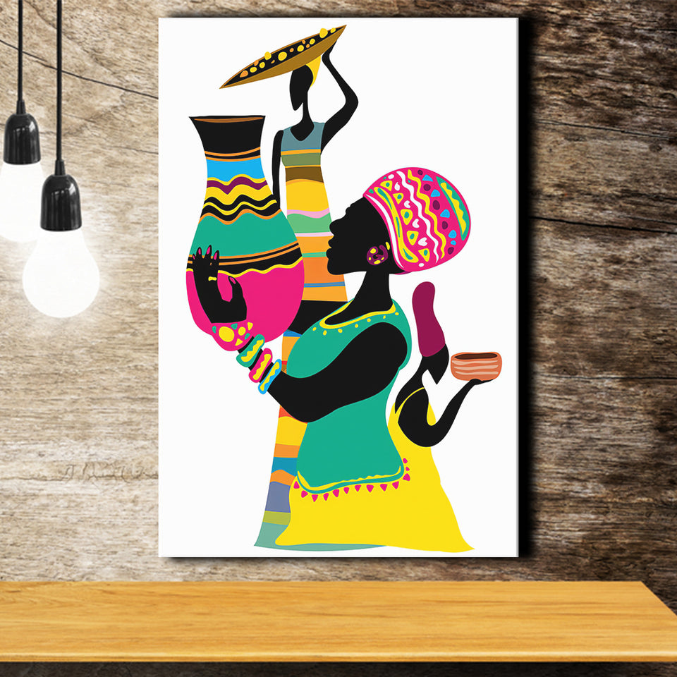African Expression of Culture Cuisine Canvas Prints Wall Art - Painting Canvas, African Art, Home Wall Decor, Painting Prints, For Sale