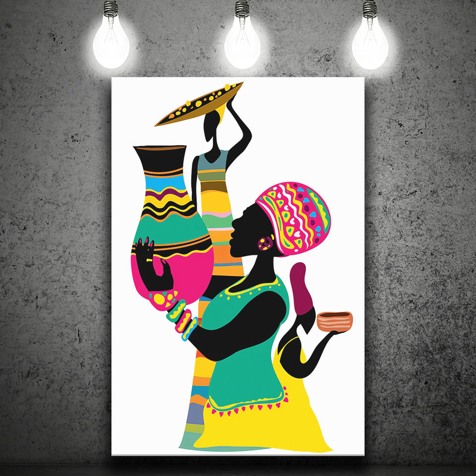 African Expression of Culture Cuisine Canvas Prints Wall Art - Painting Canvas, African Art, Home Wall Decor, Painting Prints, For Sale
