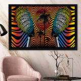 African Fabric Batik Style Optical Framed Canvas Prints Wall Art - Painting Canvas,African Art,Wall Decor, Floating Frame, For Sale