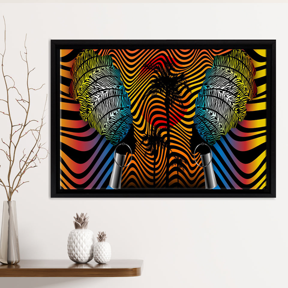 African Fabric Batik Style Optical Framed Canvas Prints Wall Art - Painting Canvas,African Art,Wall Decor, Floating Frame, For Sale