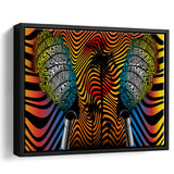 African Fabric Batik Style Optical Framed Canvas Prints Wall Art - Painting Canvas,African Art,Wall Decor, Floating Frame, For Sale