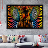 African Fabric Batik Style Optical Framed Canvas Prints Wall Art - Painting Canvas,African Art,Wall Decor, Floating Frame, For Sale