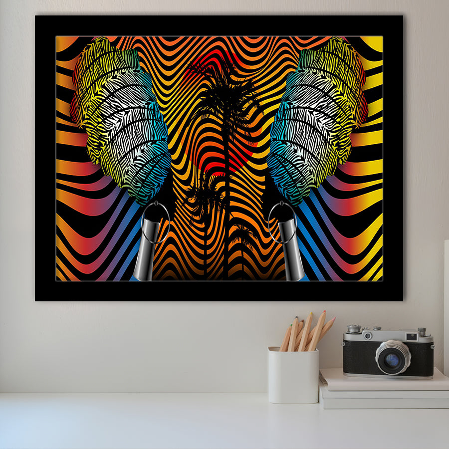 African Fabric Batik Style Optical Framed Art Prints Wall Decor - Painting Prints, African Art, Home Decor, Framed Picture, For Sale