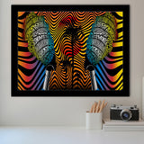 African Fabric Batik Style Optical Framed Art Prints Wall Decor - Painting Prints, African Art, Home Decor, Framed Picture, For Sale