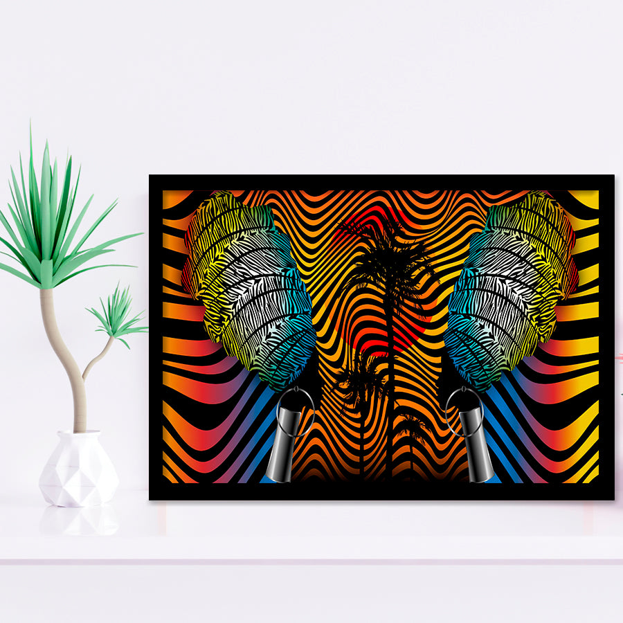 African Fabric Batik Style Optical Framed Art Prints Wall Decor - Painting Prints, African Art, Home Decor, Framed Picture, For Sale
