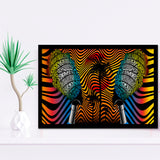 African Fabric Batik Style Optical Framed Art Prints Wall Decor - Painting Prints, African Art, Home Decor, Framed Picture, For Sale