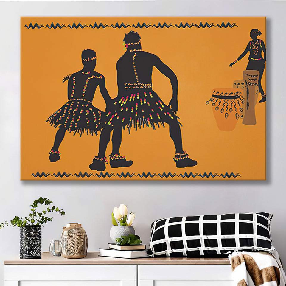 African Folk Dance Ethnic Tribe Canvas Prints Wall Art - Painting Canvas, African Art, Home Wall Decor, Painting Prints, For Sale