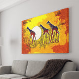 African Giraffe in Vintage Retro Canvas Prints Wall Art - Painting Canvas, African Art, Home Wall Decor, Painting Prints, For Sale