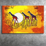 African Giraffe in Vintage Retro Canvas Prints Wall Art - Painting Canvas, African Art, Home Wall Decor, Painting Prints, For Sale