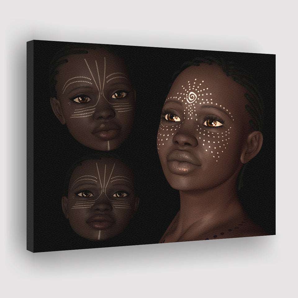 African Girl Beauty in Digital Style Canvas Prints Wall Art - Painting Canvas, African Art, Home Wall Decor, Painting Prints, For Sale