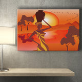 African Girl w a Pitcher Canvas Prints Wall Art - Painting Canvas, African Art, Home Wall Decor, Painting Prints, For Sale