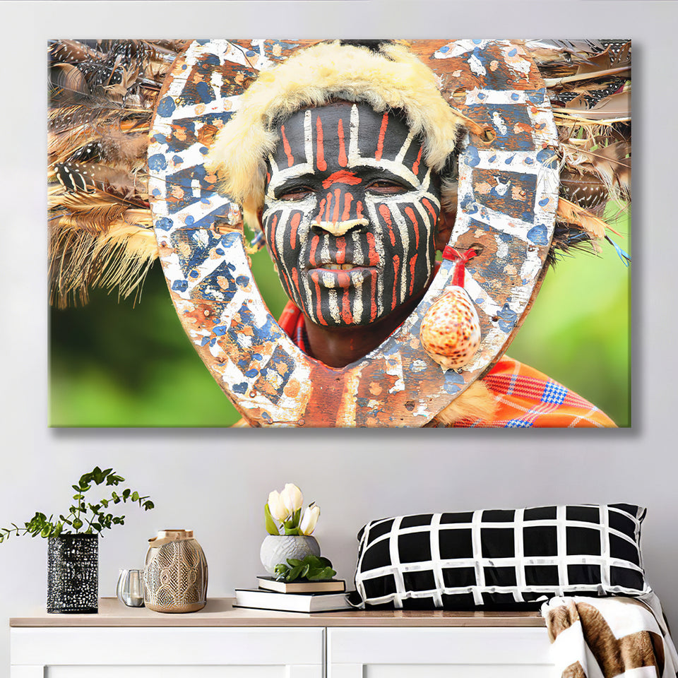 African Kenyan Warrior Canvas Prints Wall Art - Painting Canvas, African Art, Home Wall Decor, Painting Prints, For Sale