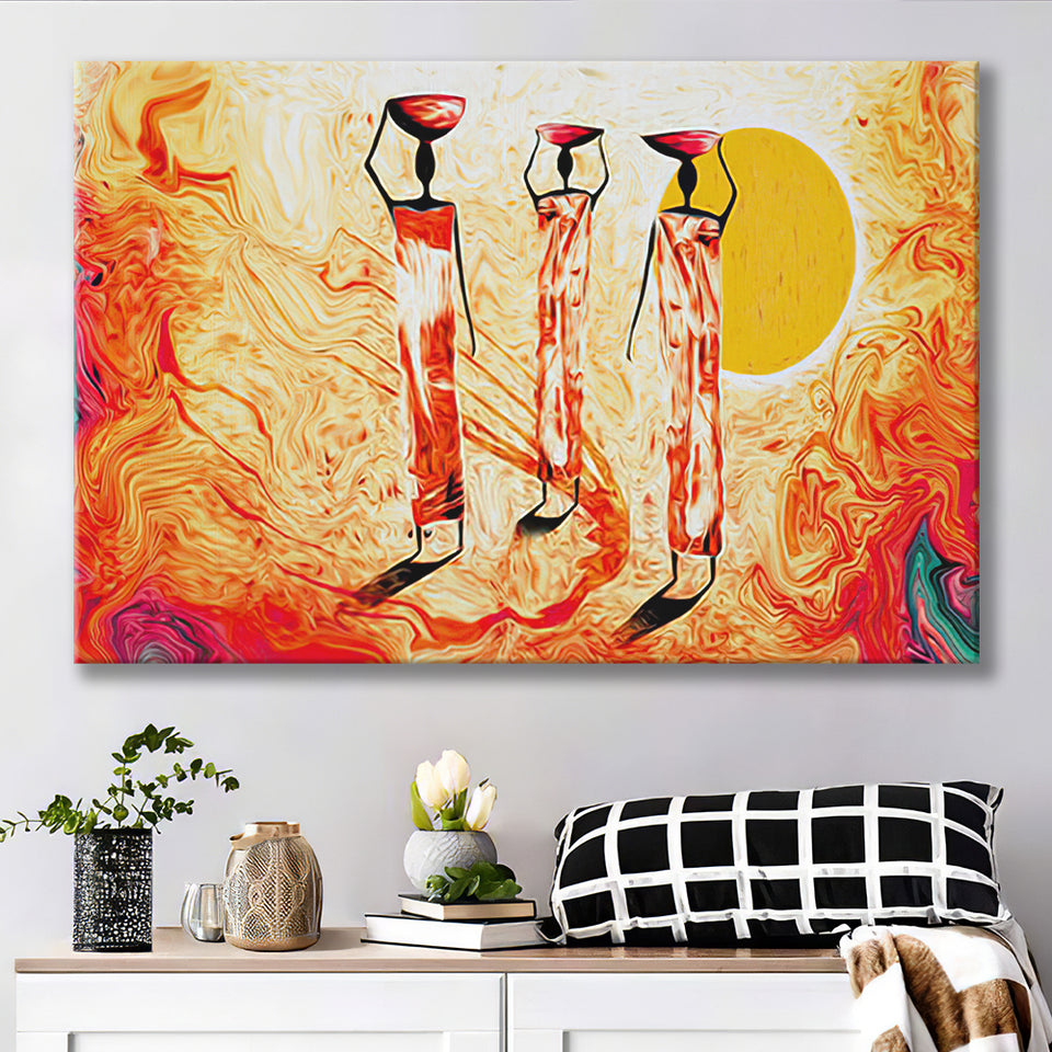 African Ladies in Retro Style Canvas Prints Wall Art - Painting Canvas, African Art, Home Wall Decor, Painting Prints, For Sale