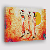 African Ladies in Retro Style Canvas Prints Wall Art - Painting Canvas, African Art, Home Wall Decor, Painting Prints, For Sale
