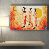 African Ladies in Retro Style Canvas Prints Wall Art - Painting Canvas, African Art, Home Wall Decor, Painting Prints, For Sale