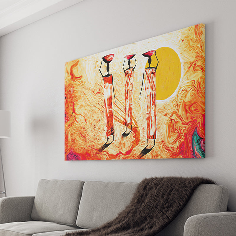 African Ladies in Retro Style Canvas Prints Wall Art - Painting Canvas, African Art, Home Wall Decor, Painting Prints, For Sale