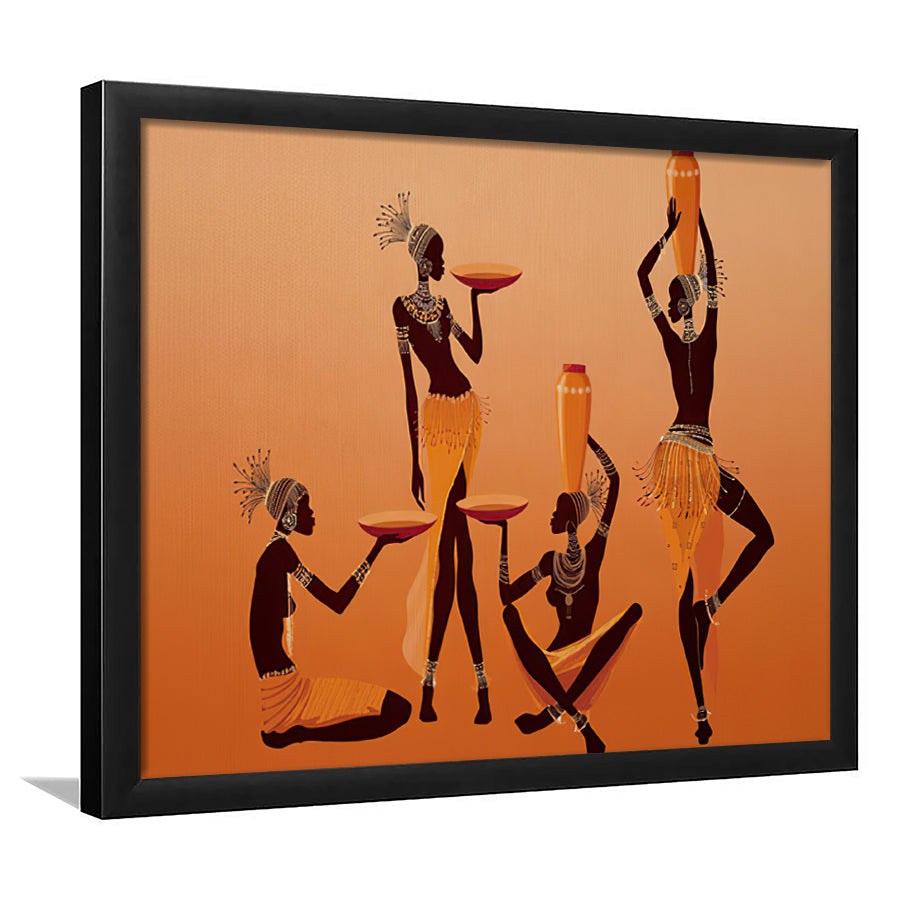 African Ladies w Traditional Clothes Framed Art Prints Wall Decor - Painting Prints, African Art, Home Decor, Framed Picture, For Sale