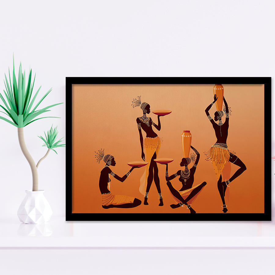 African Ladies w Traditional Clothes Framed Art Prints Wall Decor - Painting Prints, African Art, Home Decor, Framed Picture, For Sale