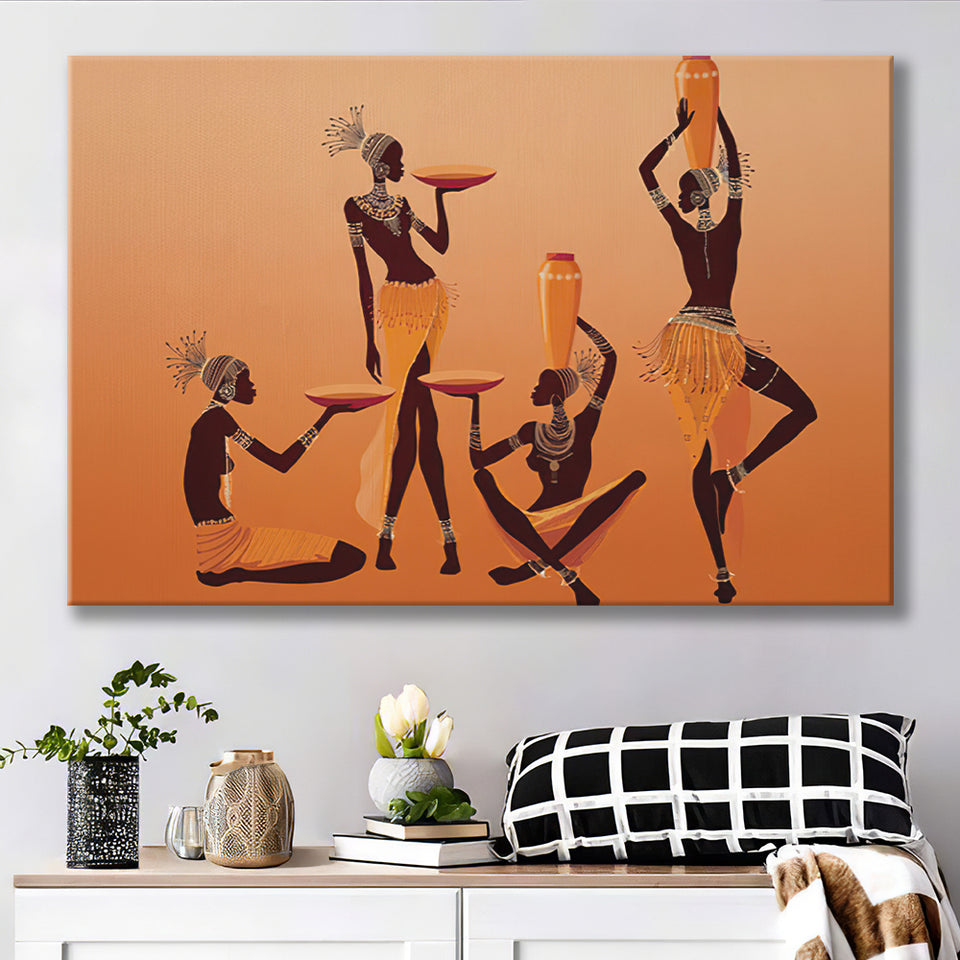 African Ladies w Traditional Clothes Canvas Prints Wall Art - Painting Canvas, African Art, Home Wall Decor, Painting Prints, For Sale