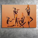African Ladies w Traditional Clothes Canvas Prints Wall Art - Painting Canvas, African Art, Home Wall Decor, Painting Prints, For Sale