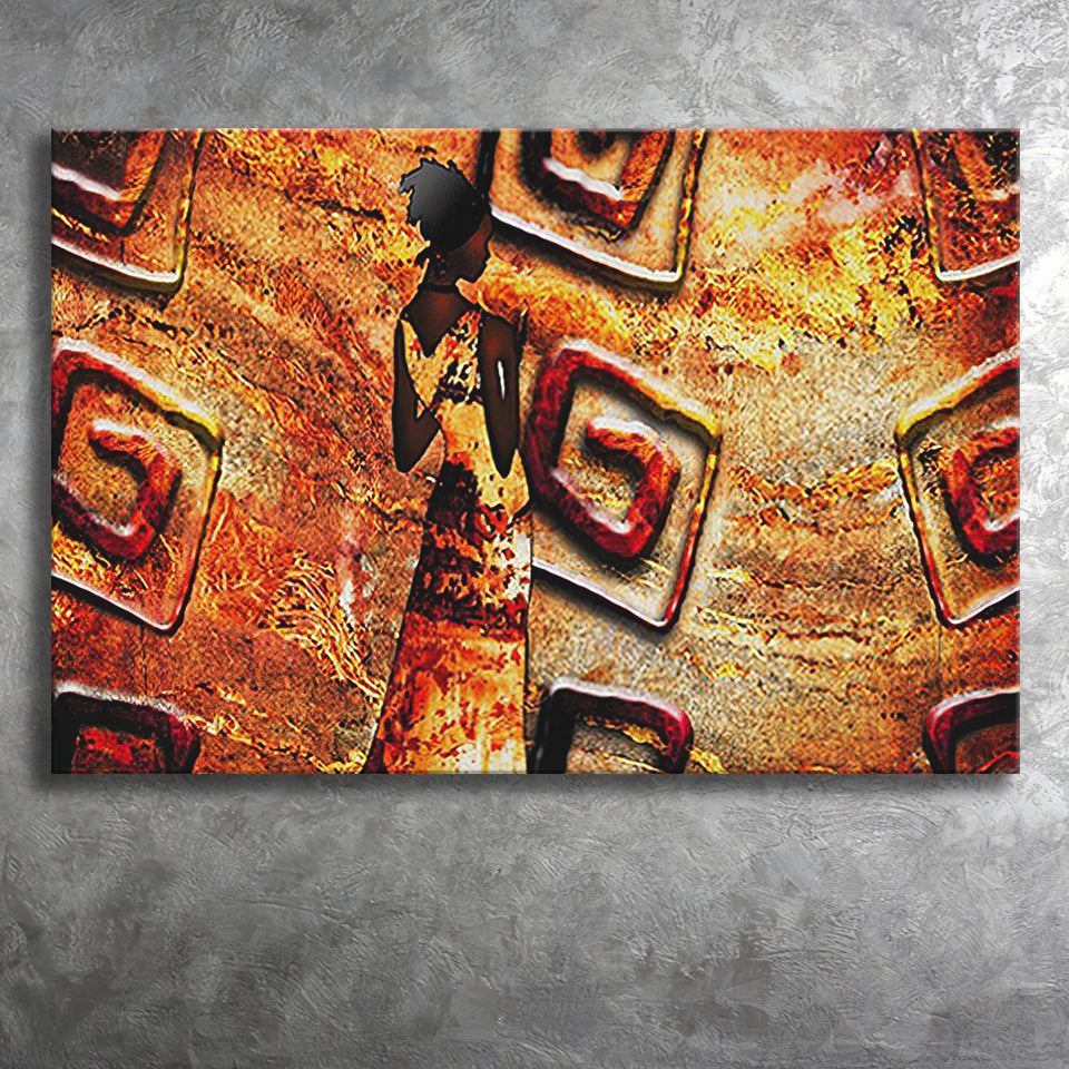 African Lady Abstract Modern Canvas Prints Wall Art - Painting Canvas, African Art, Home Wall Decor, Painting Prints, For Sale