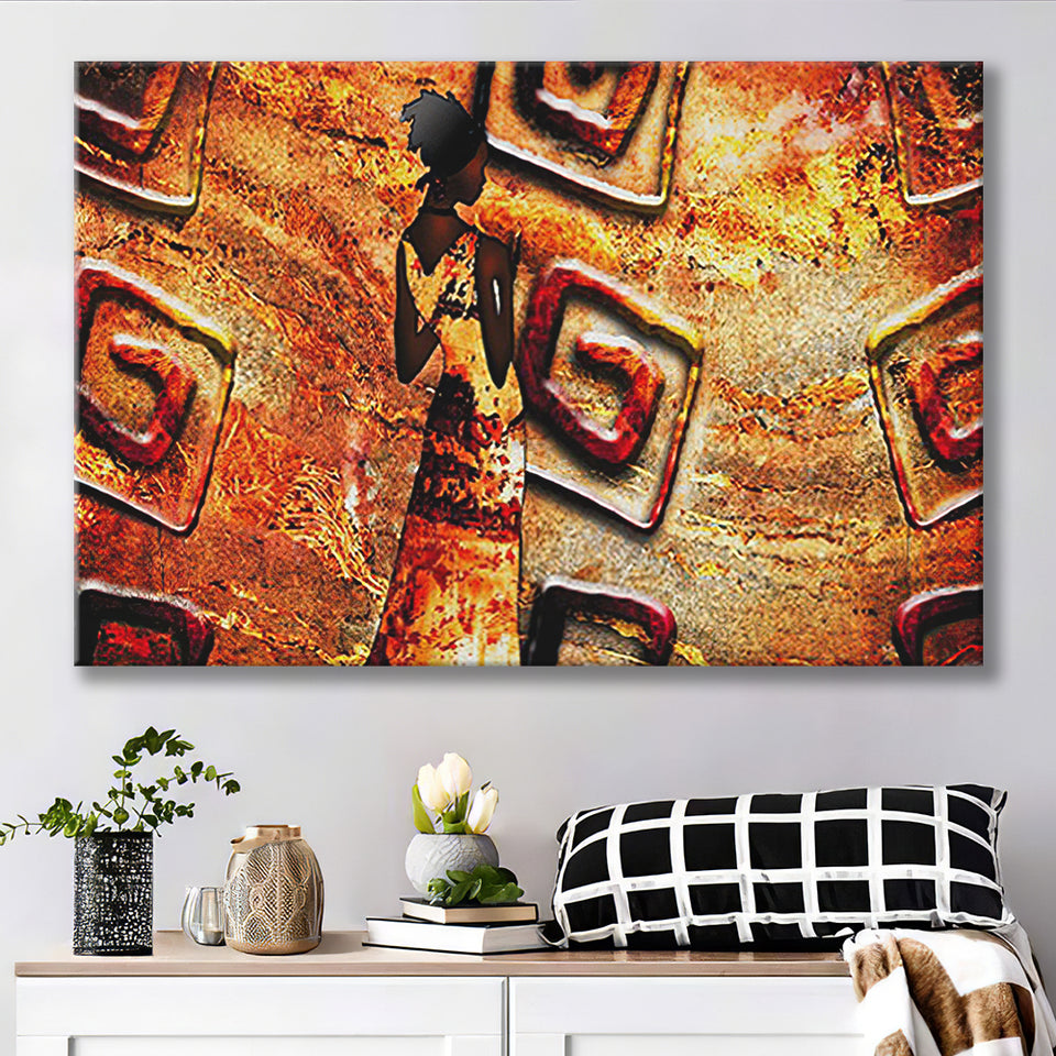 African Lady Abstract Modern Canvas Prints Wall Art - Painting Canvas, African Art, Home Wall Decor, Painting Prints, For Sale