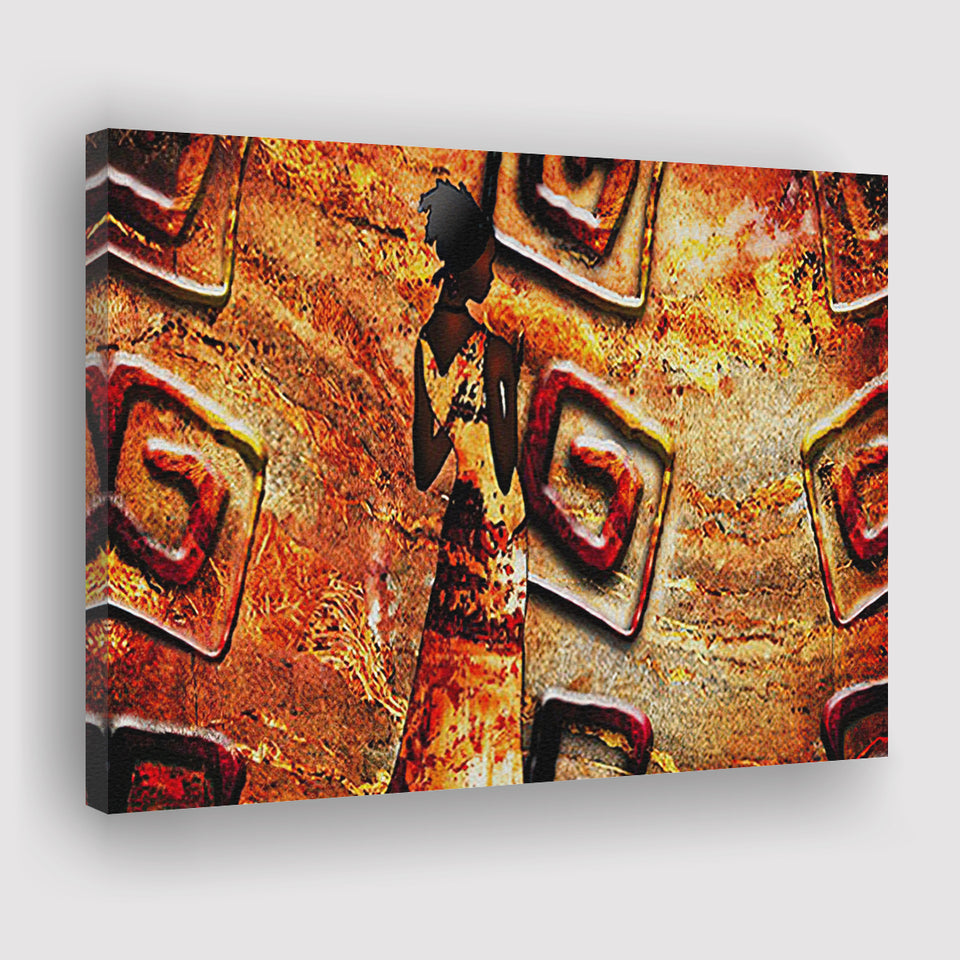 African Lady Abstract Modern Canvas Prints Wall Art - Painting Canvas, African Art, Home Wall Decor, Painting Prints, For Sale