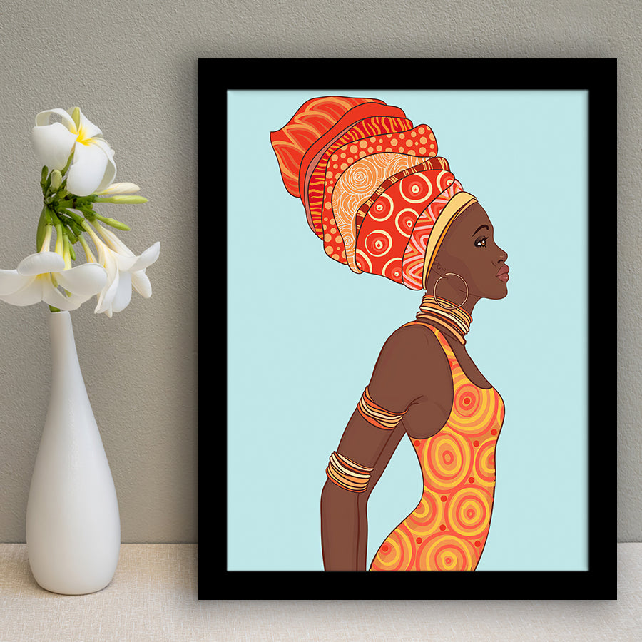 African Lady Tribal Queen Framed Art Prints Wall Decor - Painting 