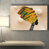 African Lady Wear Traditional Turban Canvas Prints Wall Art - Painting Canvas, African Art, Home Wall Decor, Painting Prints, For Sale