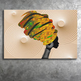 African Lady Wear Traditional Turban Canvas Prints Wall Art - Painting Canvas, African Art, Home Wall Decor, Painting Prints, For Sale