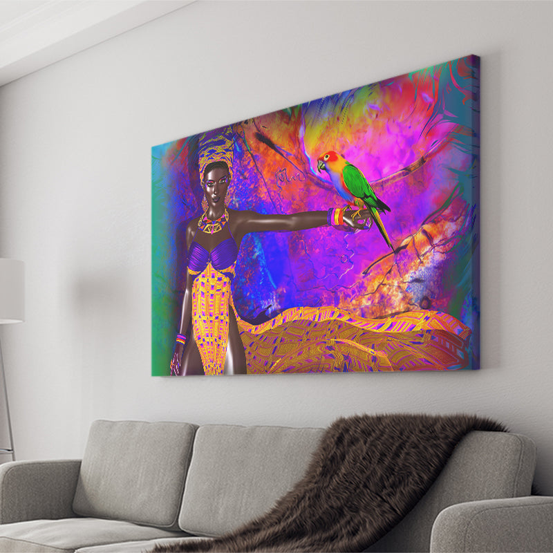 African Lady w Exotic Beauty Canvas Prints Wall Art - Painting Canvas, African Art, Home Wall Decor, Painting Prints, For Sale