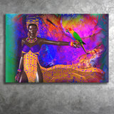 African Lady w Exotic Beauty Canvas Prints Wall Art - Painting Canvas, African Art, Home Wall Decor, Painting Prints, For Sale