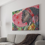 African Lady w Pink Hat Cigar Canvas Prints Wall Art - Painting Canvas, African Art, Home Wall Decor, Painting Prints, For Sale