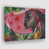 African Lady w Pink Hat Cigar Canvas Prints Wall Art - Painting Canvas, African Art, Home Wall Decor, Painting Prints, For Sale