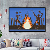 African Local Culture Bonfire Framed Art Prints Wall Decor - Painting Prints, African Art, Home Decor, Framed Picture, For Sale