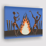 African Local Culture Bonfire Canvas Prints Wall Art - Painting Canvas, African Art, Home Wall Decor, Painting Prints, For Sale
