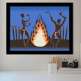 African Local Culture Bonfire Framed Art Prints Wall Decor - Painting Prints, African Art, Home Decor, Framed Picture, For Sale
