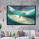 African Male Warrior in the Ocean Framed Art Prints Wall Decor - Painting Prints, African Art, Home Decor, Framed Picture, For Sale