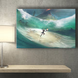 African Male Warrior in the Ocean Canvas Prints Wall Art - Painting Canvas, African Art, Home Wall Decor, Painting Prints, For Sale