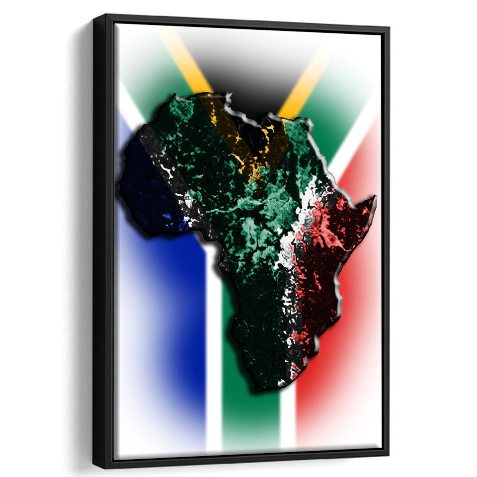 African Map Flag Background Framed Canvas Prints Wall Art - Painting Canvas,Wall Decor, Painting Prints, Floating Frame