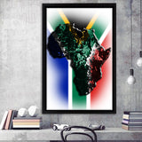 African Map Flag Background Framed Canvas Prints Wall Art - Painting Canvas,Wall Decor, Painting Prints, Floating Frame
