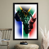 African Map Flag Background Framed Canvas Prints Wall Art - Painting Canvas,Wall Decor, Painting Prints, Floating Frame
