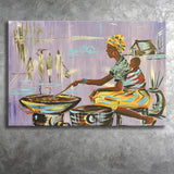 African Mother Cooking, Ethnic Wall Art, Gift For Moom Canvas Prints Wall Art Home Decor