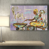 African Mother Cooking, Ethnic Wall Art, Gift For Moom Canvas Prints Wall Art Home Decor