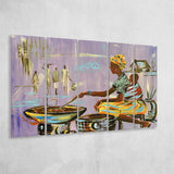African Mother Cooking, Ethnic Wall Art, Gift For Moom Larger Canvas Art, 5 Piece Canvas Prints Wall Art Decor