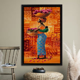 African Mother Holding a Basket Framed Canvas Prints Wall Art - Painting Canvas,Wall Decor, Painting Prints, Floating Frame